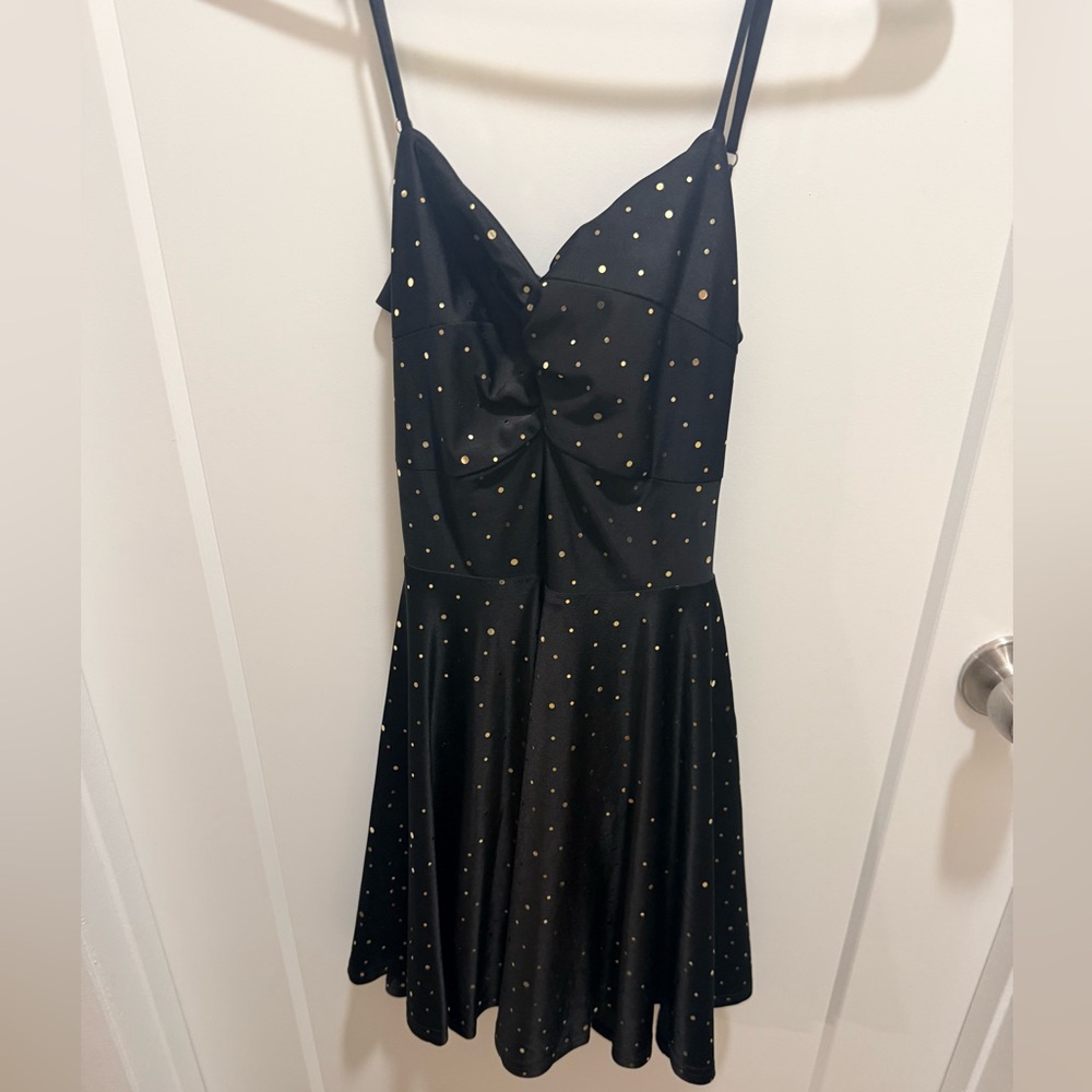 Lucy in the Sky Black Cocktail Dress with Gold Accents